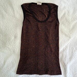 Copper and Black Striped Sleeveless Top